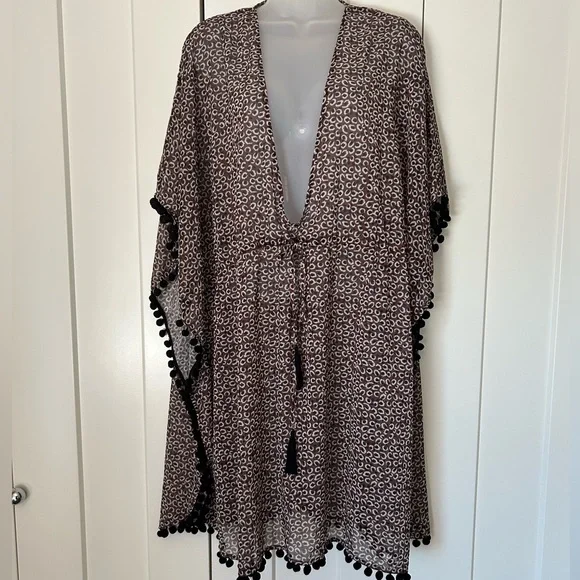 New Cotton Bleu Leopard Print semi-sheer beach cover up - Picture 2 of 8